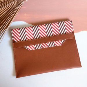 NEW Vegan Leather Chevron Striped Envelope Clutch